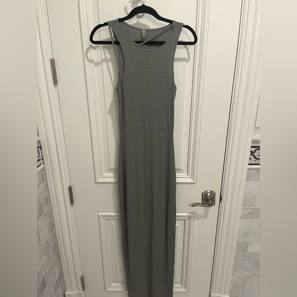 Skims ribbed long cutout lounge dress